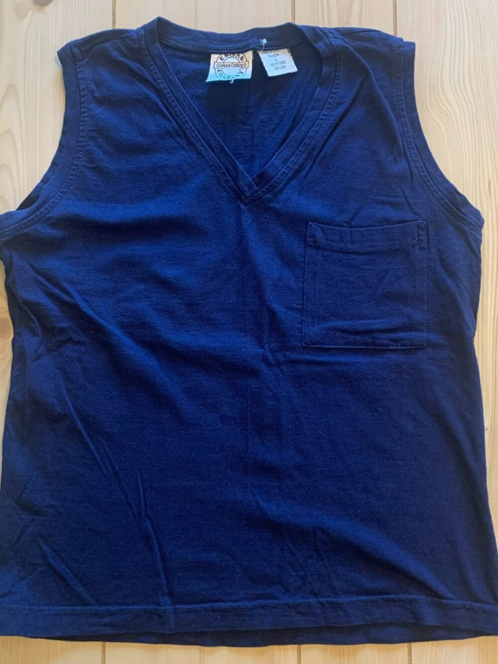 Vintage 90s Erika & Company Leisure Clothing Blank Plain Blue Sleeveless Shirt L